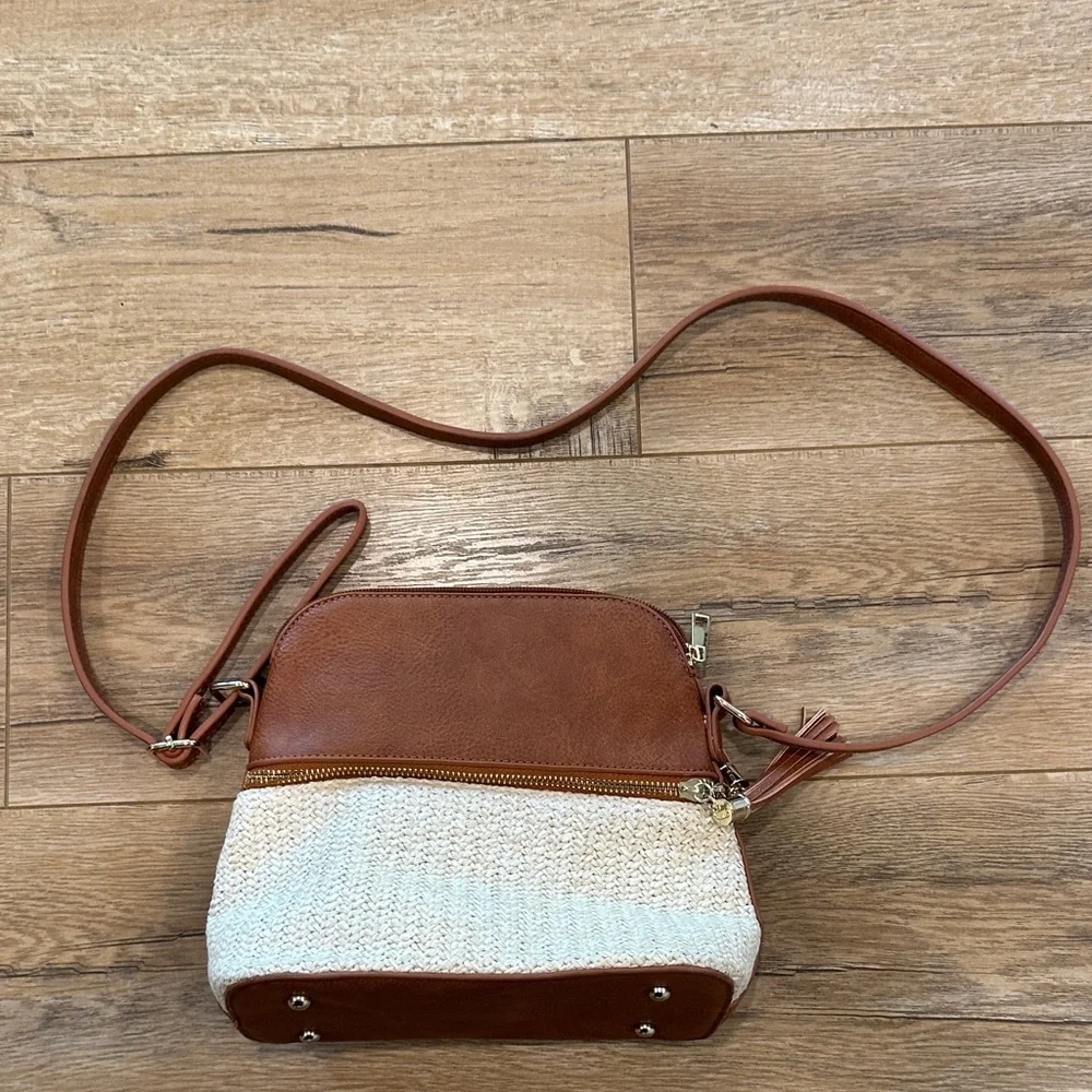 Brown and Tan Women's Crossbody Bag - Picture 2 of 8